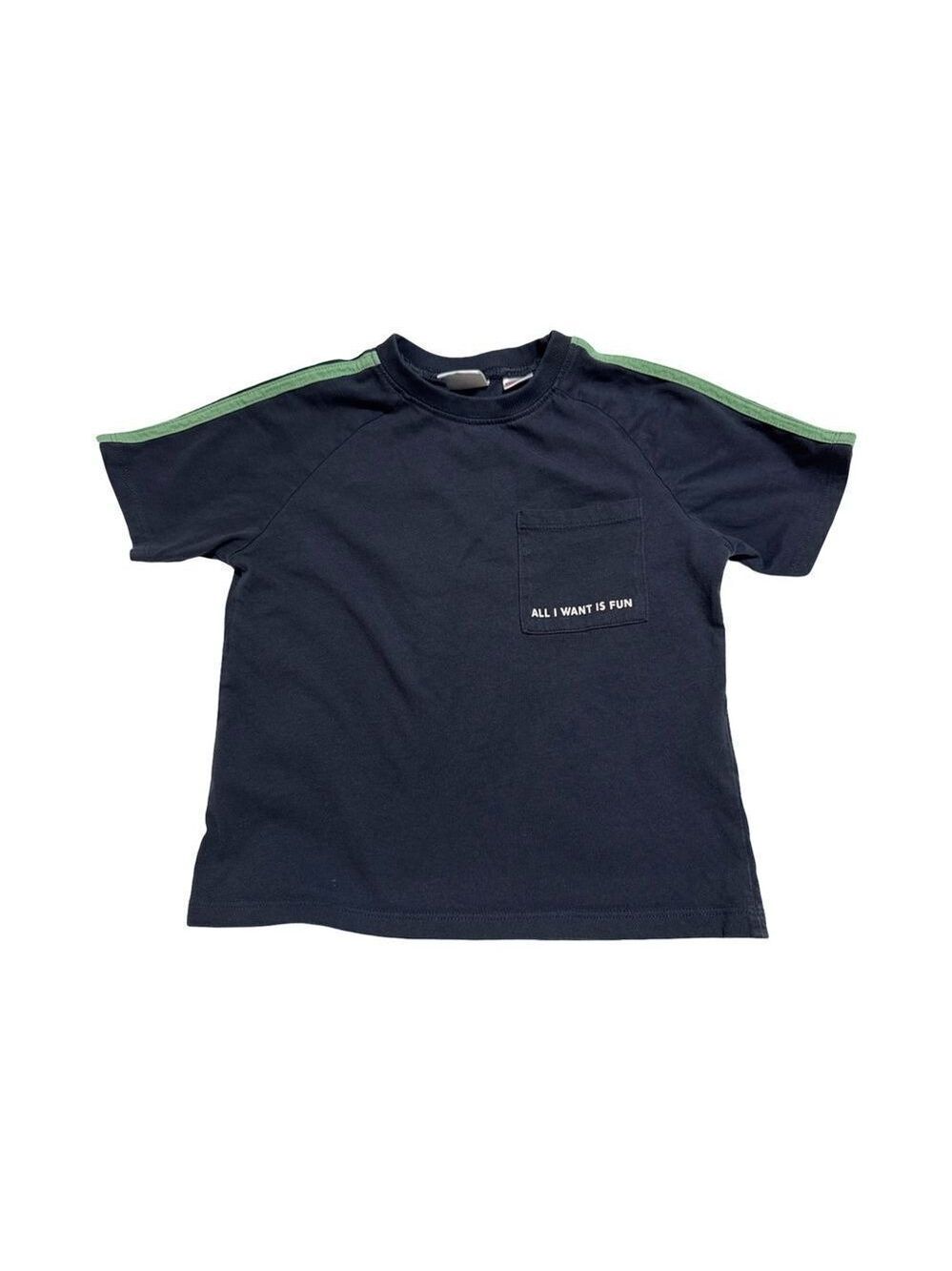 Zara Navy and Green T-Shirt
